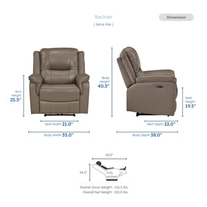 Kaelin Leather Match Power Reclining Chair