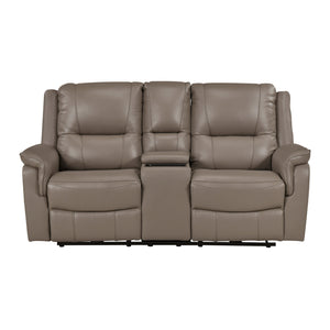 Kaelin Leather Match Power Double Reclining Loveseat