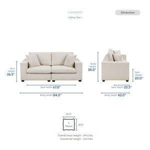 Brixton Chenille Fabric Living Room Loveseat