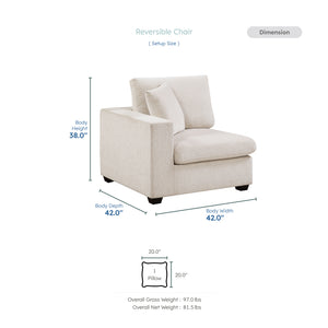 Brixton Chenille Fabric Reversible Chair with One Arm