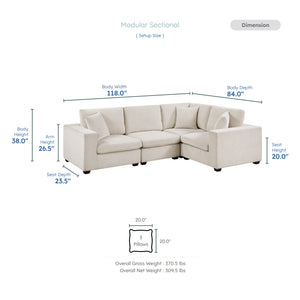 Brixton Chenille Fabric 4-Piece Modular Sectional