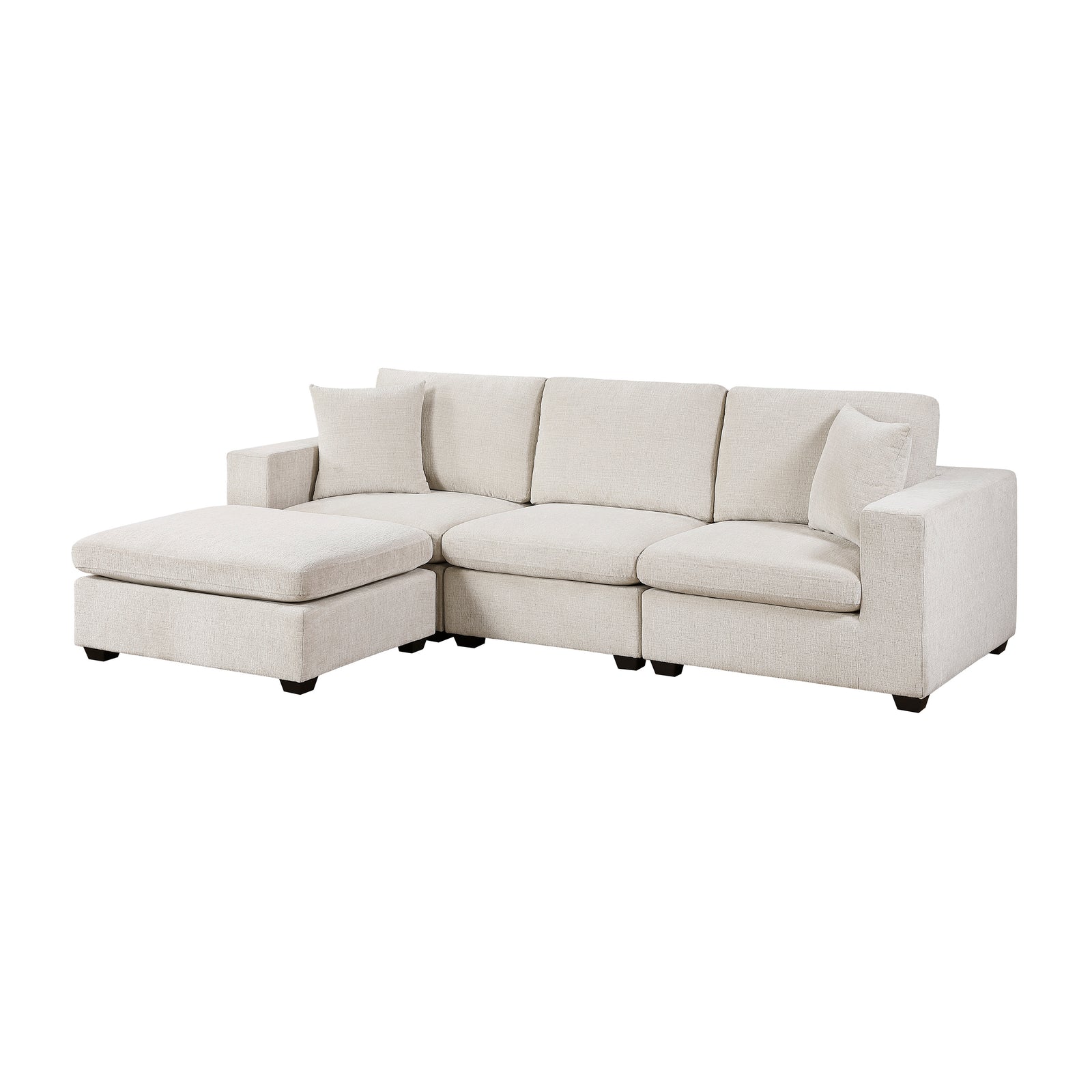 Brixton Chenille Fabric 4-Piece Modular Sectional with Ottoman