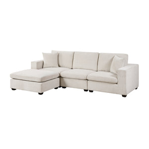 Brixton Chenille Fabric 4-Piece Modular Sectional with Ottoman