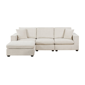 Brixton Chenille Fabric 4-Piece Modular Sectional with Ottoman