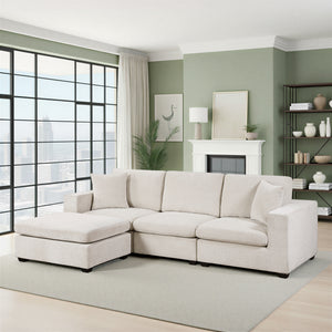 Brixton Chenille Fabric 4-Piece Modular Sectional with Ottoman
