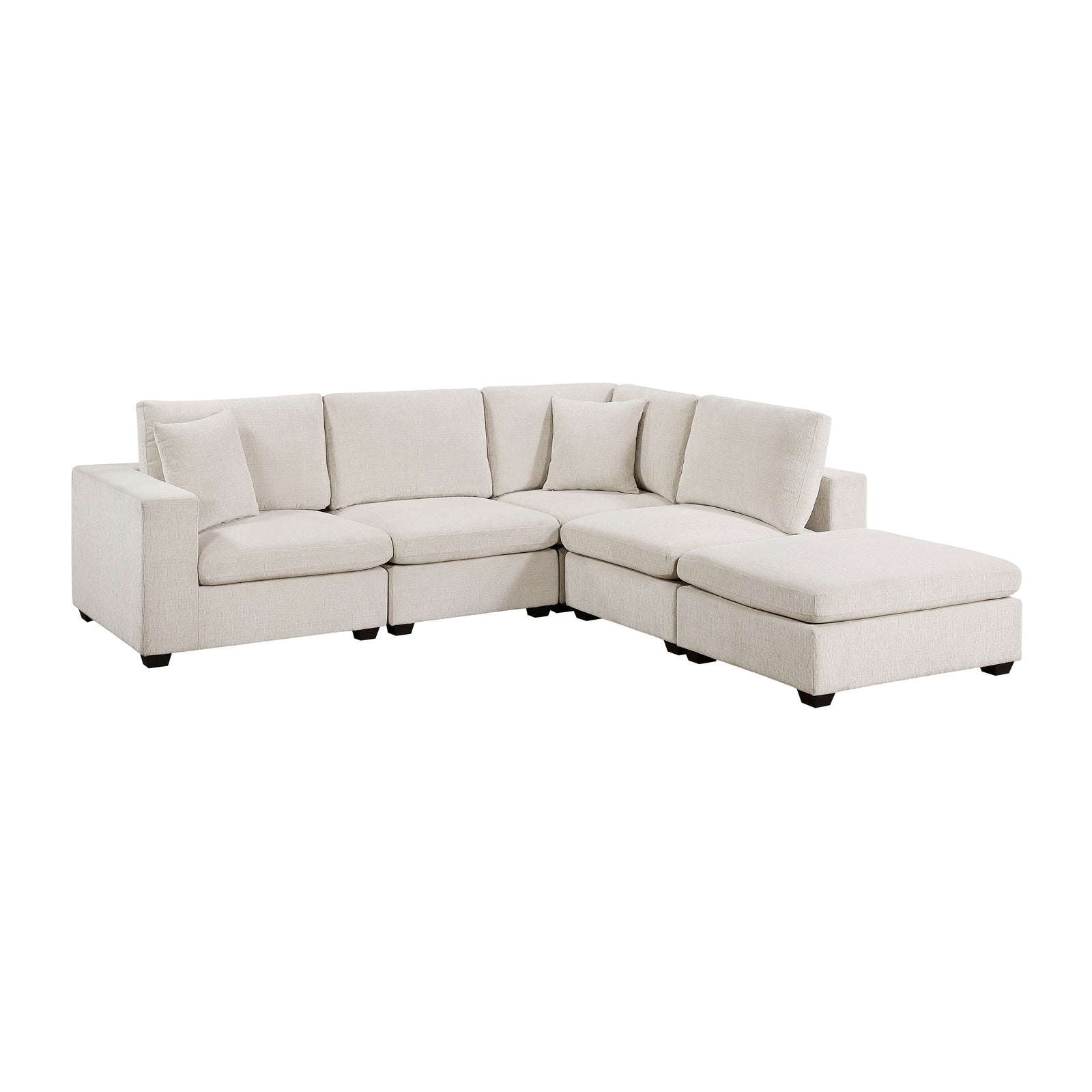 Brixton Chenille Fabric 5-Piece Modular Sectional with Ottoman