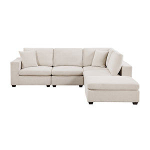 Brixton Chenille Fabric 5-Piece Modular Sectional with Ottoman