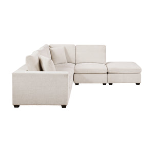 Brixton Chenille Fabric 5-Piece Modular Sectional with Ottoman