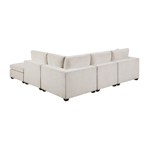 Brixton Chenille Fabric 5-Piece Modular Sectional with Ottoman
