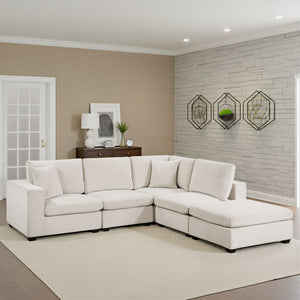 Brixton Chenille Fabric 5-Piece Modular Sectional with Ottoman