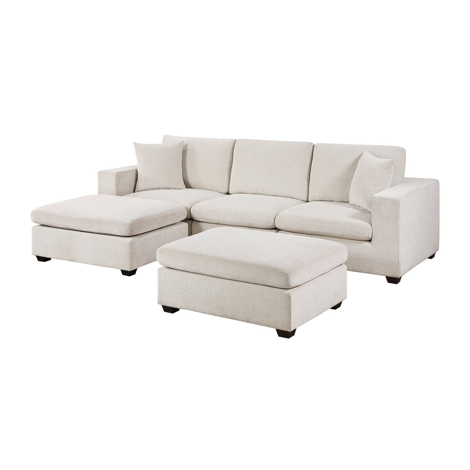 Brixton Chenille Fabric 5-Piece Modular Sectional with Two Ottomans
