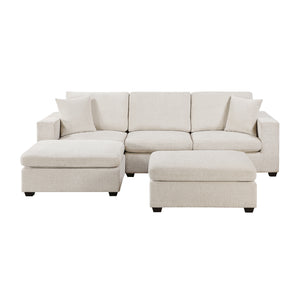 Brixton Chenille Fabric 5-Piece Modular Sectional with Two Ottomans