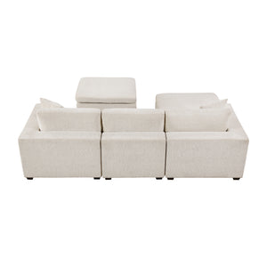 Brixton Chenille Fabric 5-Piece Modular Sectional with Two Ottomans