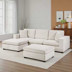 Brixton Chenille Fabric 5-Piece Modular Sectional with Two Ottomans
