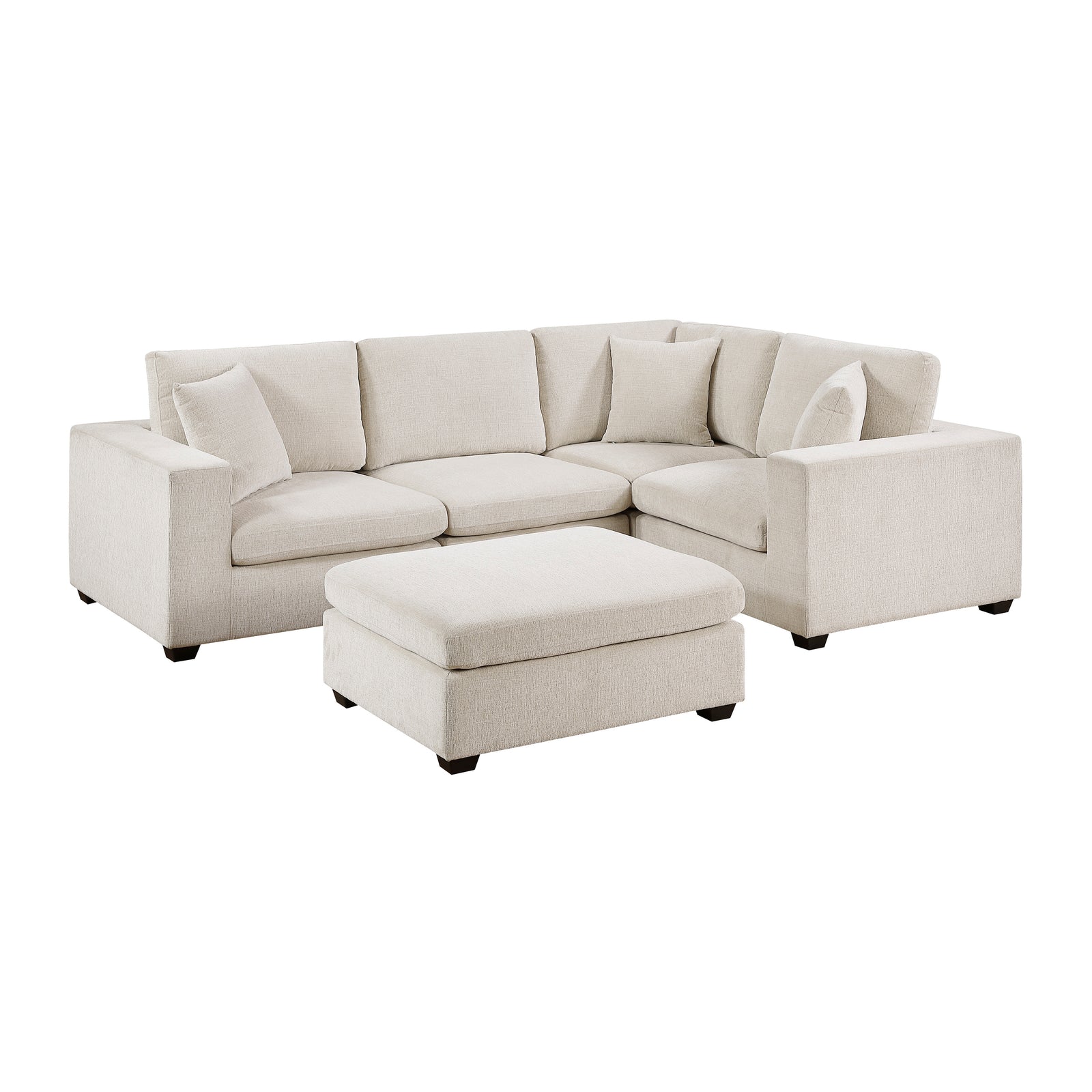 Brixton Chenille Fabric 5-Piece Modular Sectional with Ottoman