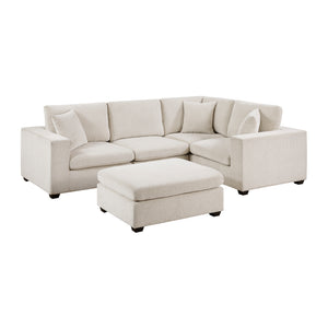 Brixton Chenille Fabric 5-Piece Modular Sectional with Ottoman