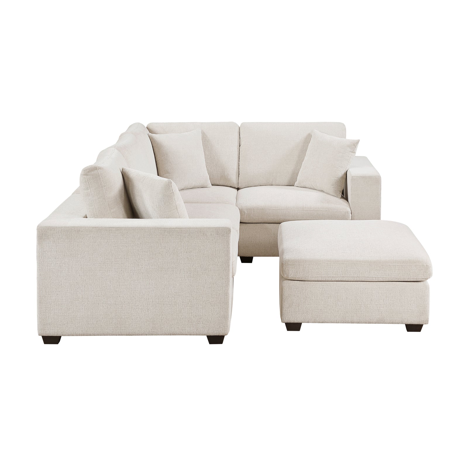 Brixton Chenille Fabric 5-Piece Modular Sectional with Ottoman