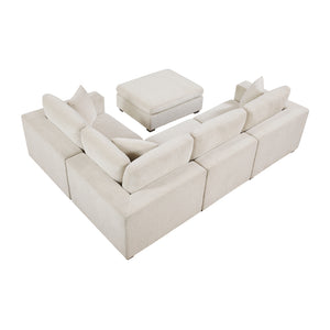 Brixton Chenille Fabric 5-Piece Modular Sectional with Ottoman