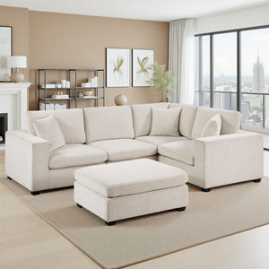 Brixton Chenille Fabric 5-Piece Modular Sectional with Ottoman