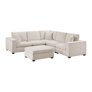 Brixton Chenille Fabric 6-Piece Modular Sectional with Ottoman