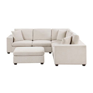 Brixton Chenille Fabric 6-Piece Modular Sectional with Ottoman