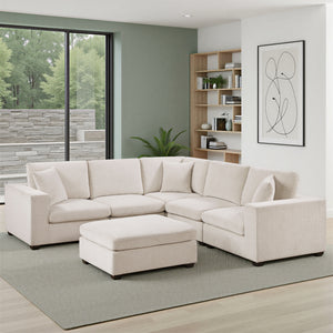 Brixton Chenille Fabric 6-Piece Modular Sectional with Ottoman