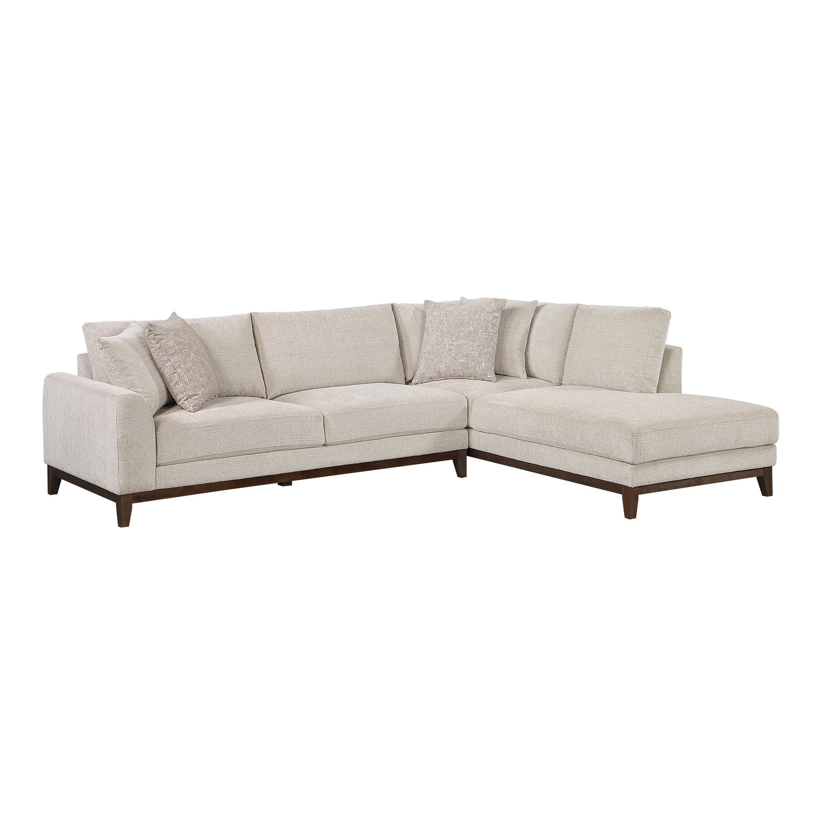 Evora Chenille Fabric 2-Piece Sectional with Right Chaise