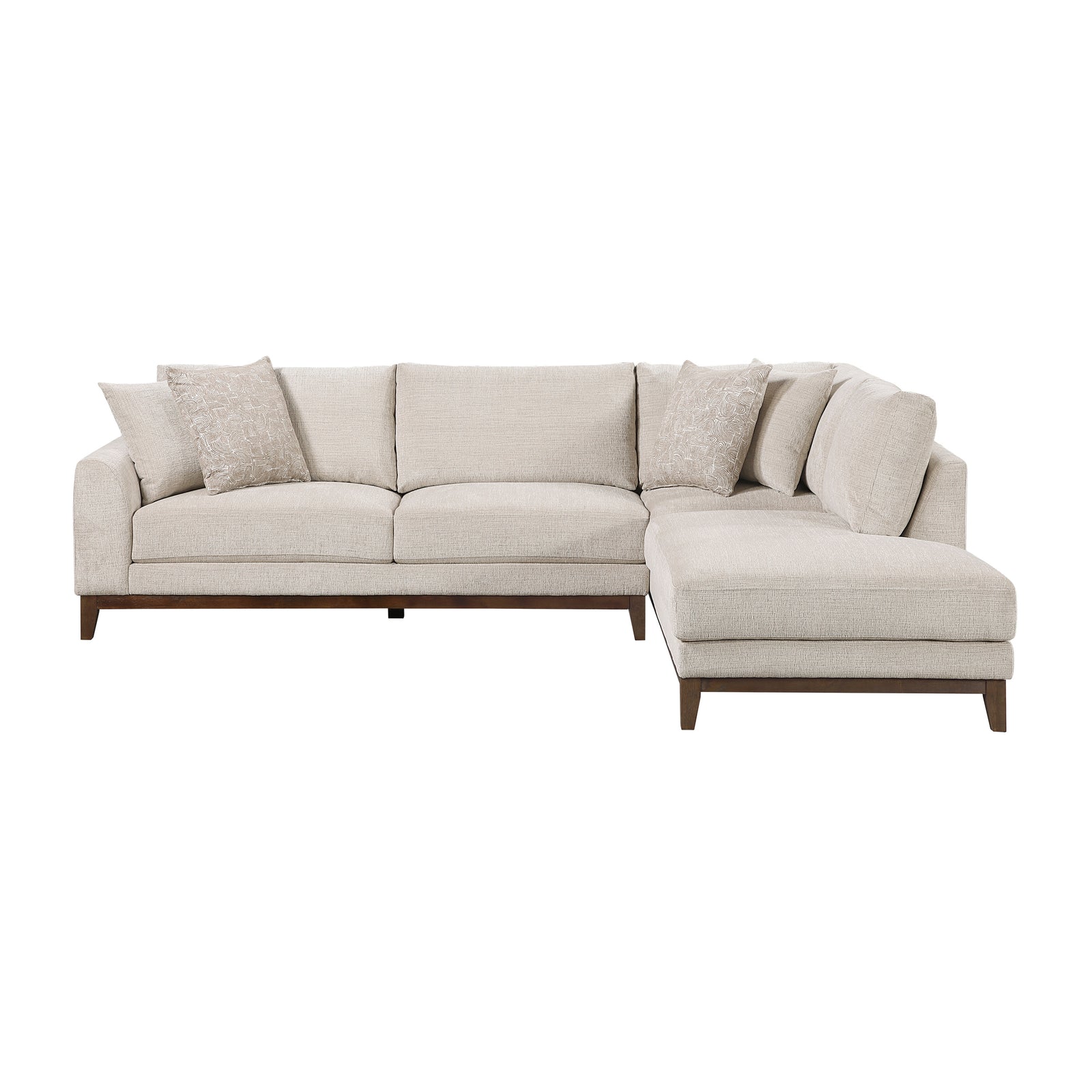 Evora Chenille Fabric 2-Piece Sectional with Right Chaise
