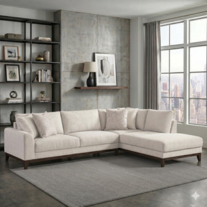 Evora Chenille Fabric 2-Piece Sectional with Right Chaise