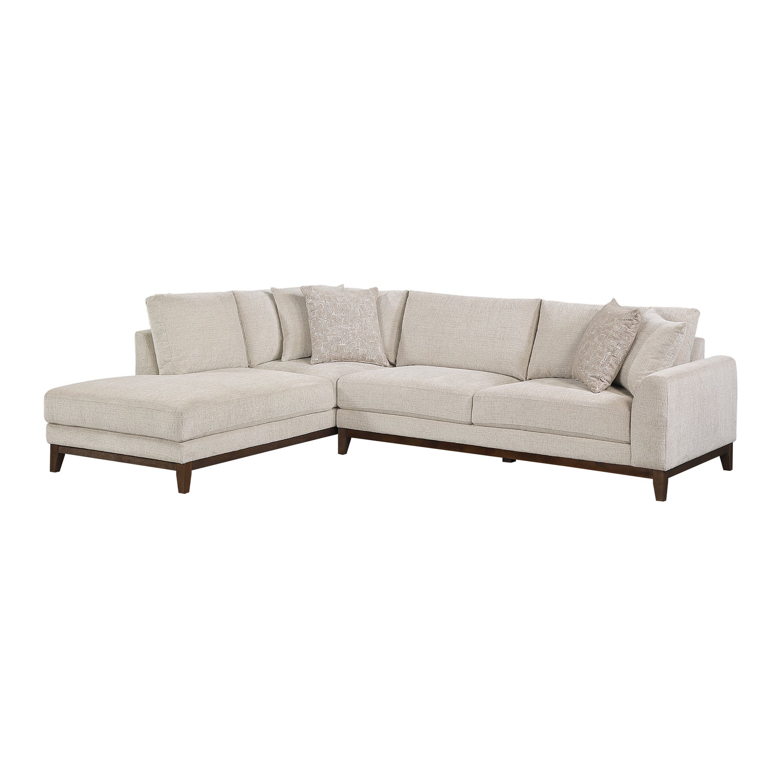 Evora Chenille Fabric 2-Piece Sectional with Left Chaise