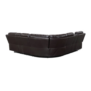 Vela Faux Leather Match 3-Piece Power Reclining Sectional with Two Consoles, Speakers, Subwoofer, LED Lighting and Charging Port