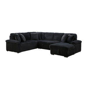 Oakmere Corduroy 3-Piece Sectional with Pull-out Bed, Right Side Chaise and Hidden Storage