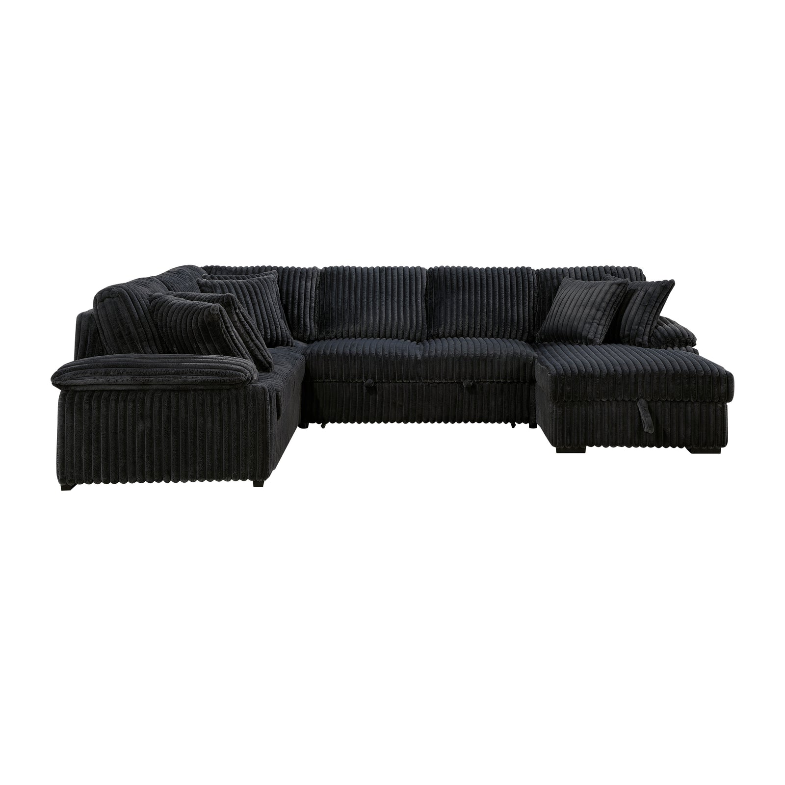 Oakmere Corduroy 3-Piece Sectional with Pull-out Bed, Right Side Chaise and Hidden Storage