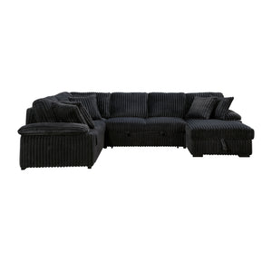 Oakmere Corduroy 3-Piece Sectional with Pull-out Bed, Right Side Chaise and Hidden Storage