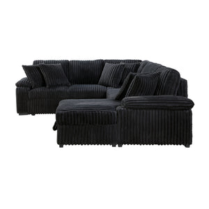 Oakmere Corduroy 3-Piece Sectional with Pull-out Bed, Right Side Chaise and Hidden Storage
