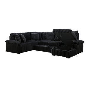 Oakmere Corduroy 3-Piece Sectional with Pull-out Bed, Right Side Chaise and Hidden Storage