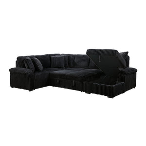 Oakmere Corduroy 3-Piece Sectional with Pull-out Bed, Right Side Chaise and Hidden Storage
