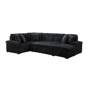 Oakmere Corduroy 3-Piece Sectional with Pull-out Bed, Right Side Chaise and Hidden Storage