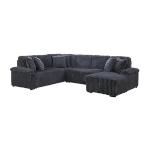 Oakmere Corduroy 3-Piece Sectional with Pull-out Bed, Right Side Chaise and Hidden Storage