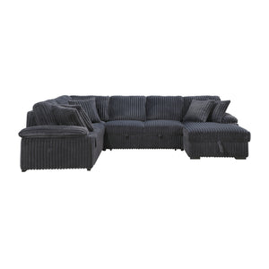 Oakmere Corduroy 3-Piece Sectional with Pull-out Bed, Right Side Chaise and Hidden Storage