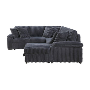 Oakmere Corduroy 3-Piece Sectional with Pull-out Bed, Right Side Chaise and Hidden Storage