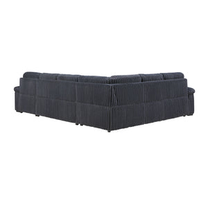 Oakmere Corduroy 3-Piece Sectional with Pull-out Bed, Right Side Chaise and Hidden Storage