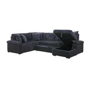 Oakmere Corduroy 3-Piece Sectional with Pull-out Bed, Right Side Chaise and Hidden Storage