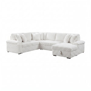 Oakmere Corduroy 3-Piece Sectional with Pull-out Bed, Right Side Chaise and Hidden Storage
