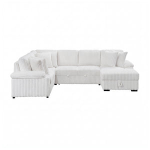 Oakmere Corduroy 3-Piece Sectional with Pull-out Bed, Right Side Chaise and Hidden Storage