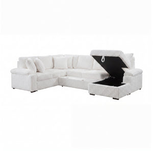 Oakmere Corduroy 3-Piece Sectional with Pull-out Bed, Right Side Chaise and Hidden Storage