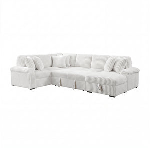Oakmere Corduroy 3-Piece Sectional with Pull-out Bed, Right Side Chaise and Hidden Storage