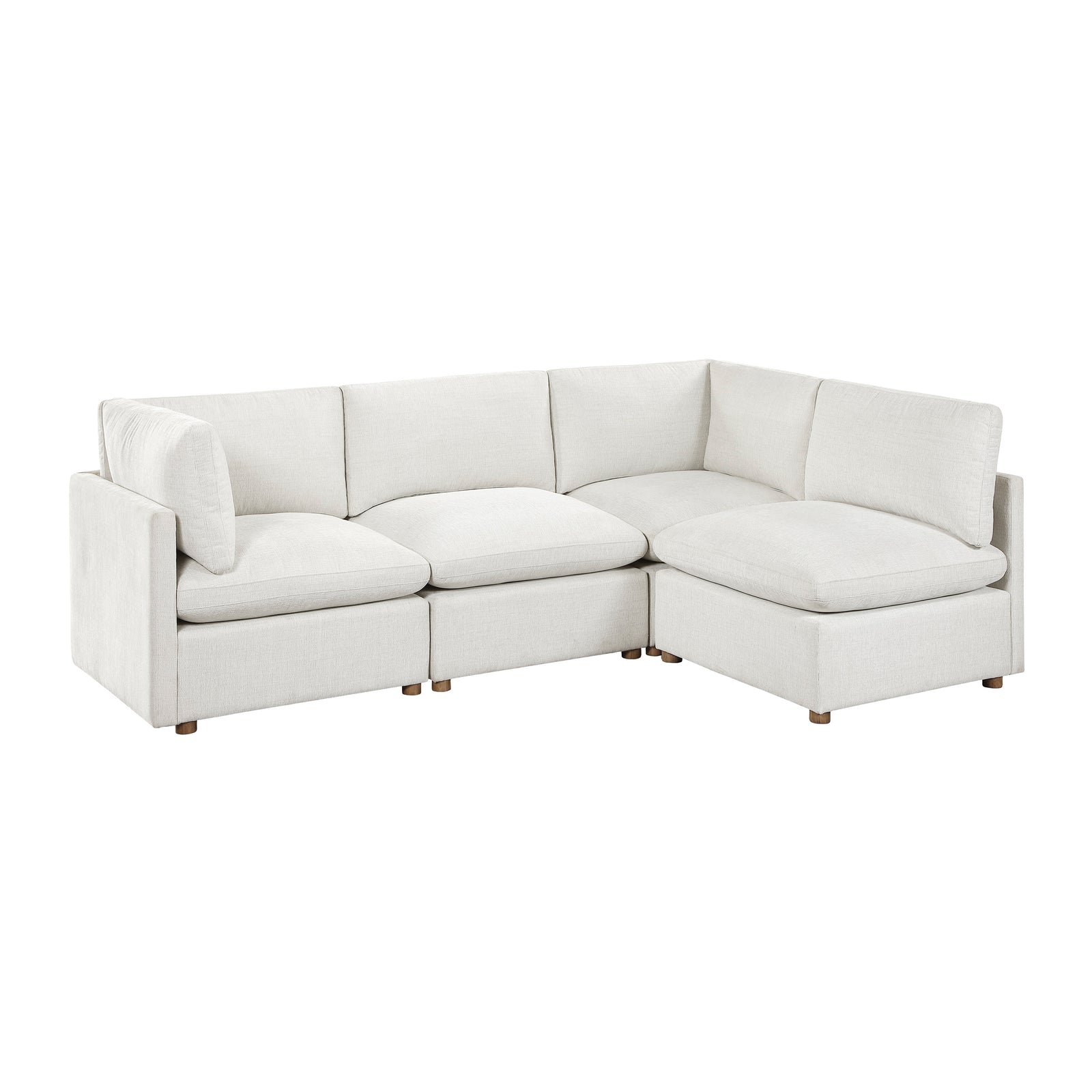 Solara Chenille Fabric 4-Piece Modular Sectional