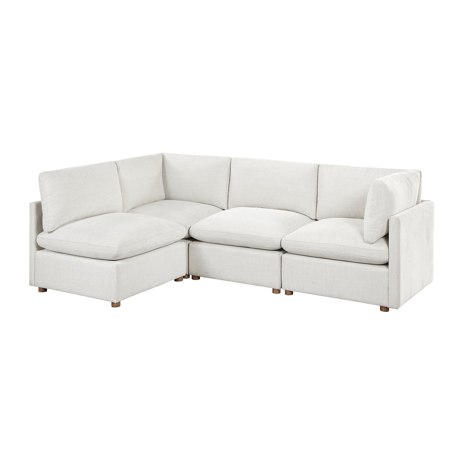 Solara Chenille Fabric 4-Piece Modular Sectional