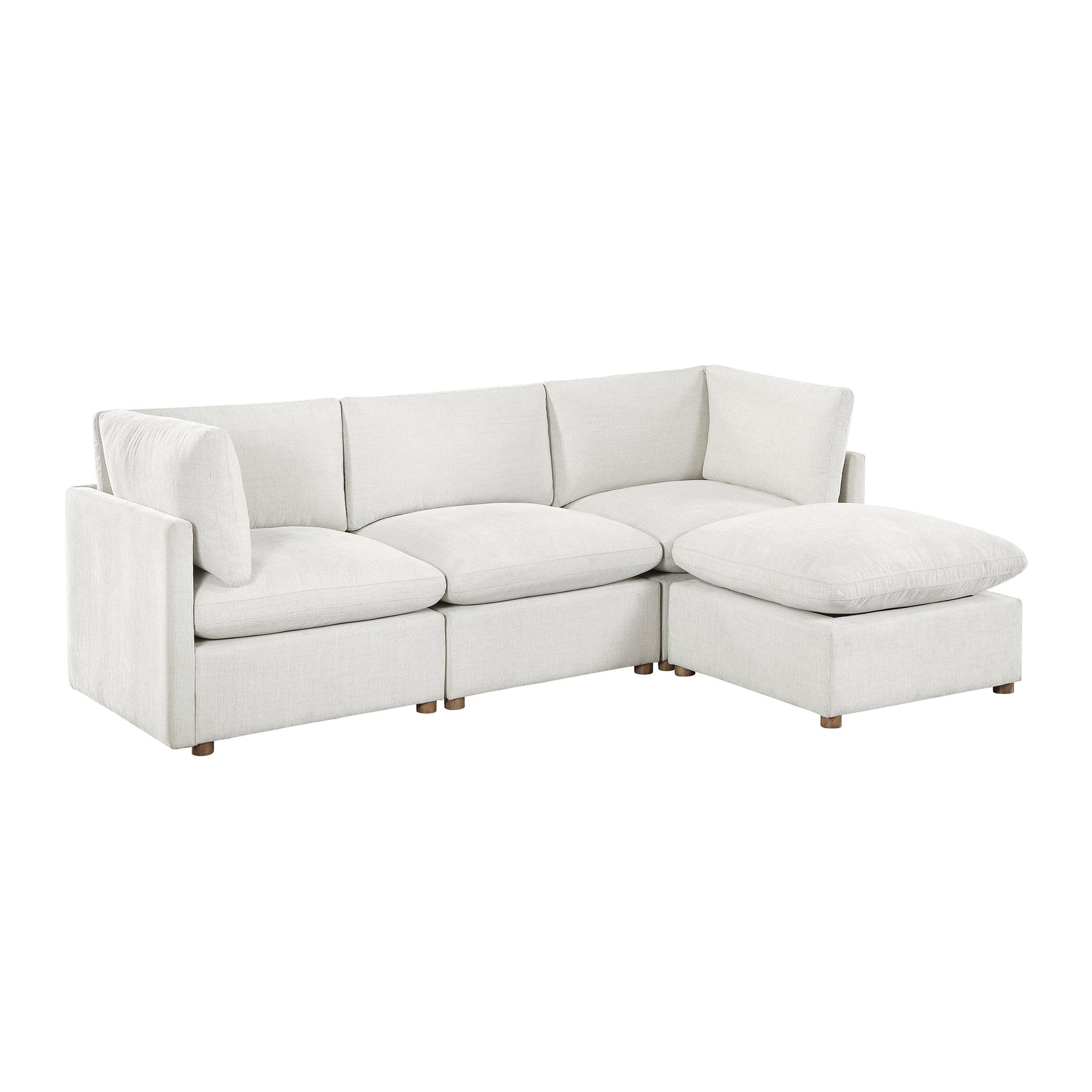 Solara Chenille Fabric 4-Piece Modular Sectional with Ottoman